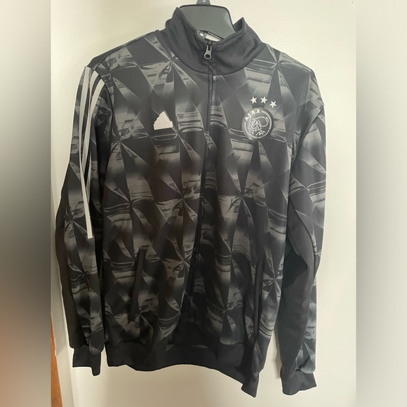 adidas Ajax Amsterdam Black Long Sleeve Track Jacket Soccer Size Large IP6300 - Picture 1 of 9